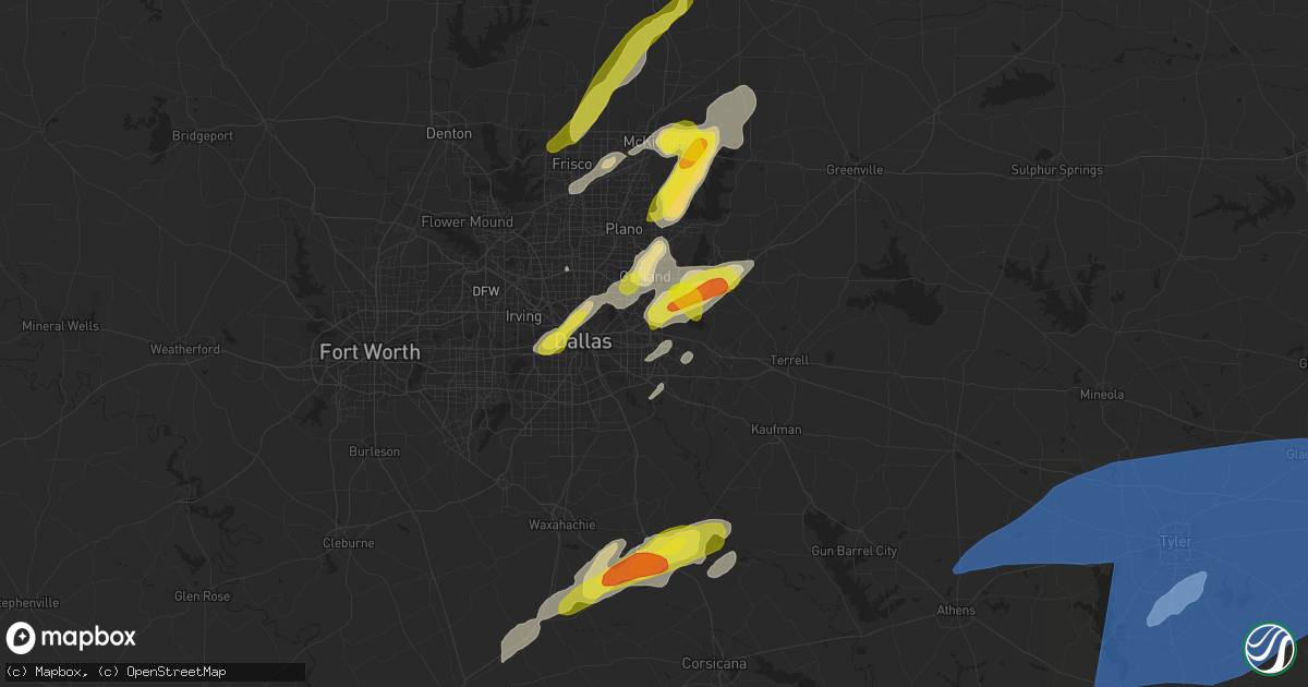 Hail map in Mesquite, TX on March 14, 2022
