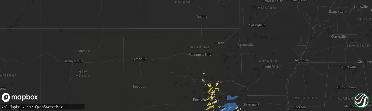 Hail map in Oklahoma on March 14, 2022