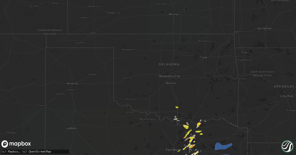 Hail map in Oklahoma on March 14, 2022