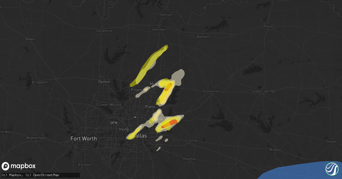 Hail map in Princeton, TX on March 14, 2022