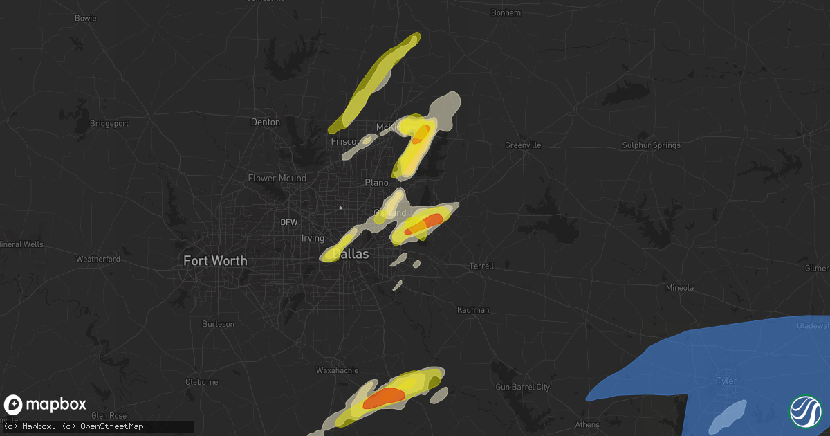 Hail map in Rowlett, TX on March 14, 2022