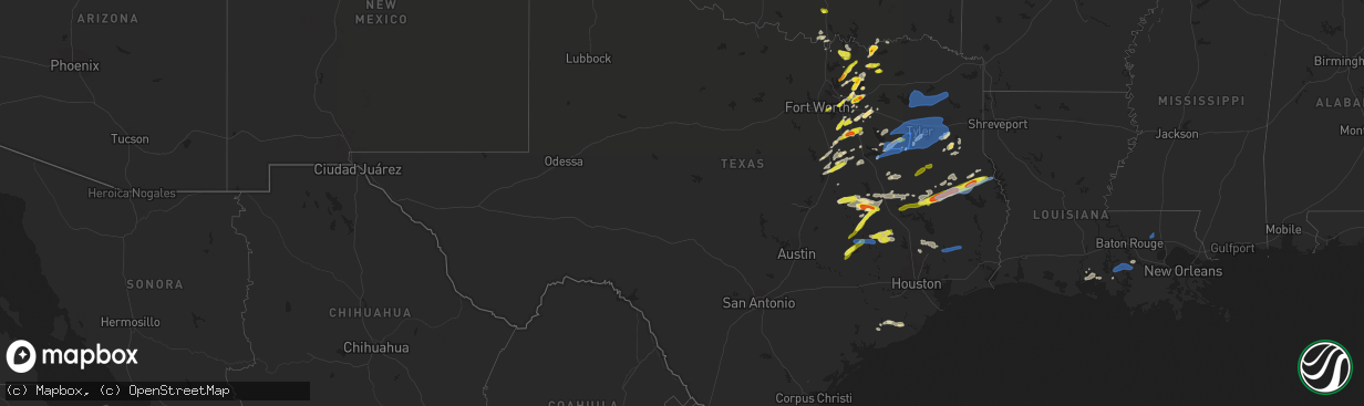 Hail map in Texas on March 14, 2022