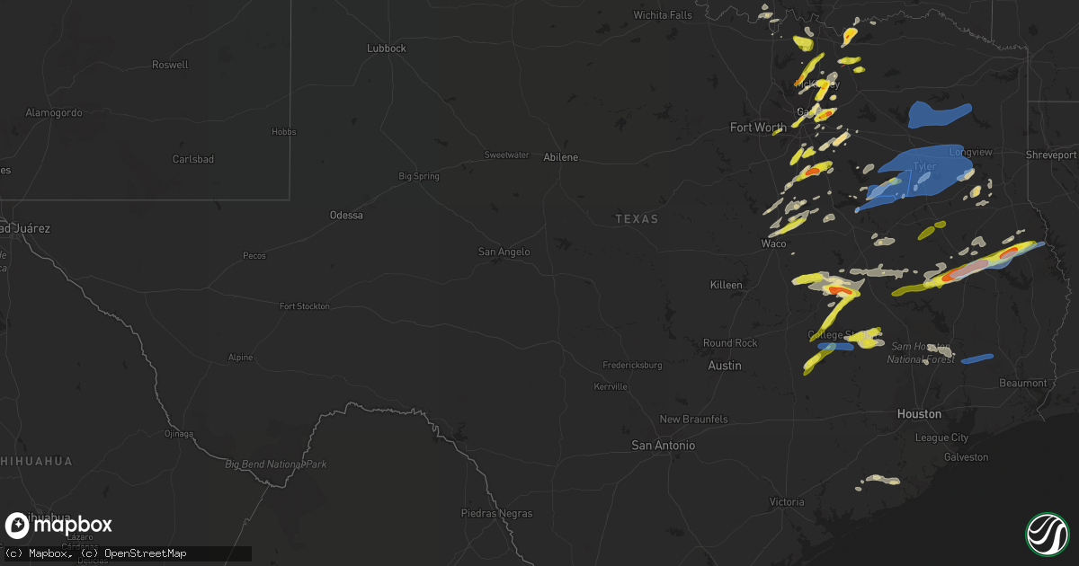 Hail map in Texas on March 14, 2022