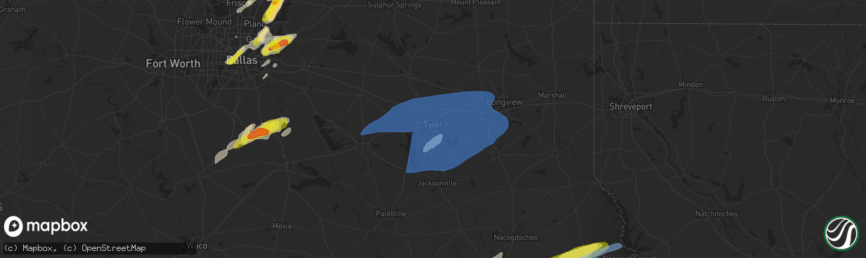 Hail map in Tyler, TX on March 14, 2022