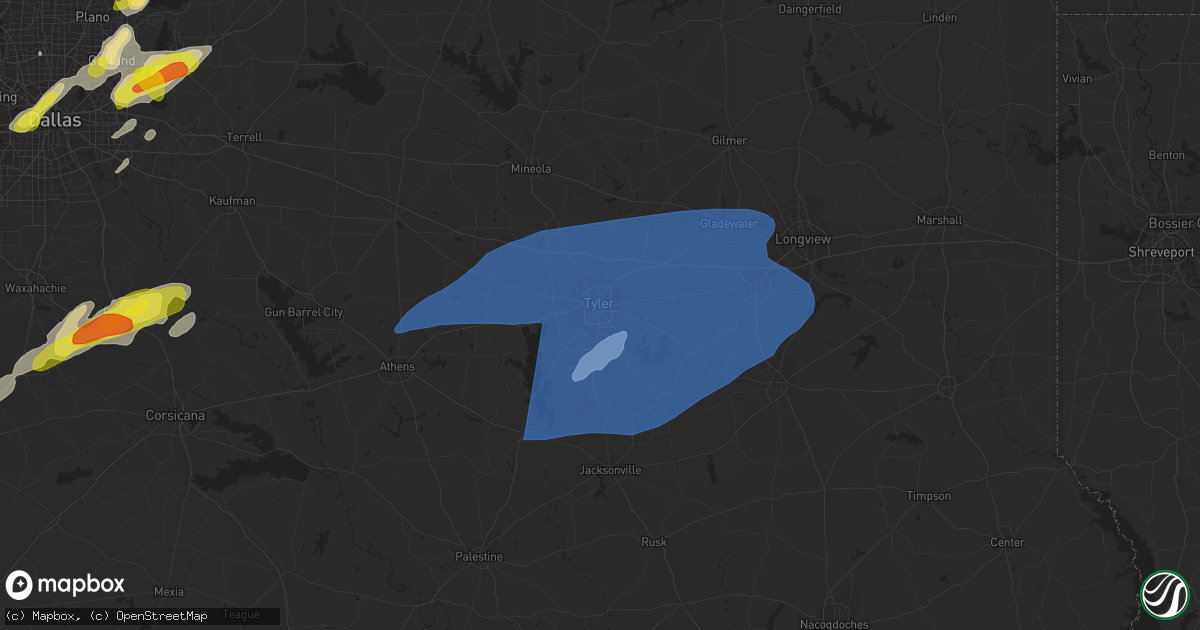 Hail map in Tyler, TX on March 14, 2022