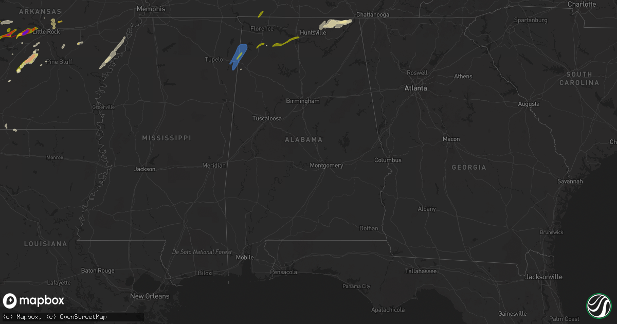 Hail map in Alabama on March 14, 2024