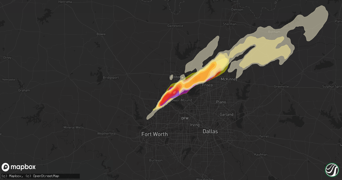 Hail map in Argyle, TX on March 14, 2024