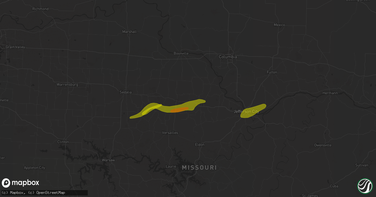 Hail map in Clarksburg, MO on March 14, 2024