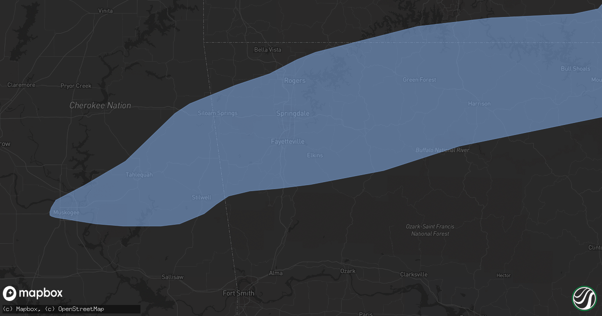 Hail map in Fayetteville, AR on March 14, 2024