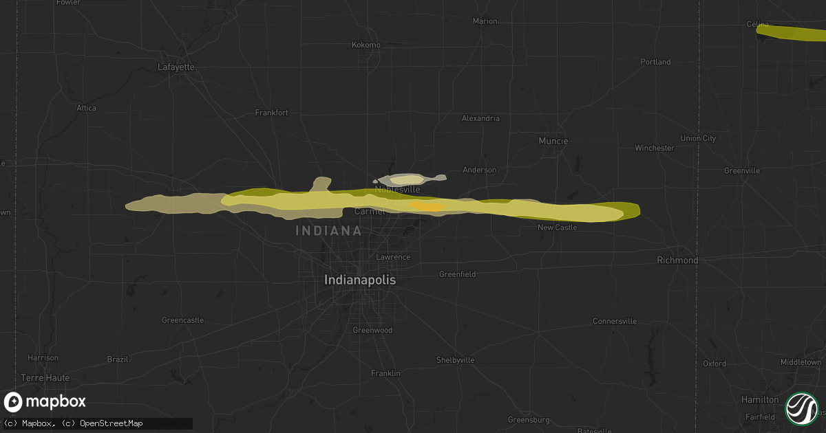 Hail map in Fishers, IN on March 14, 2024