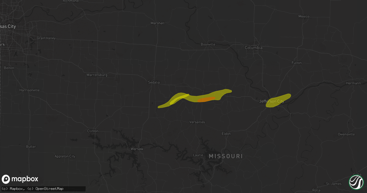 Hail map in Florence, MO on March 14, 2024