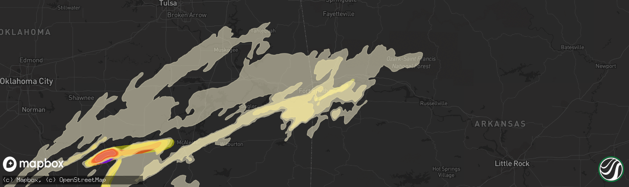 Hail map in Fort Smith, AR on March 14, 2024