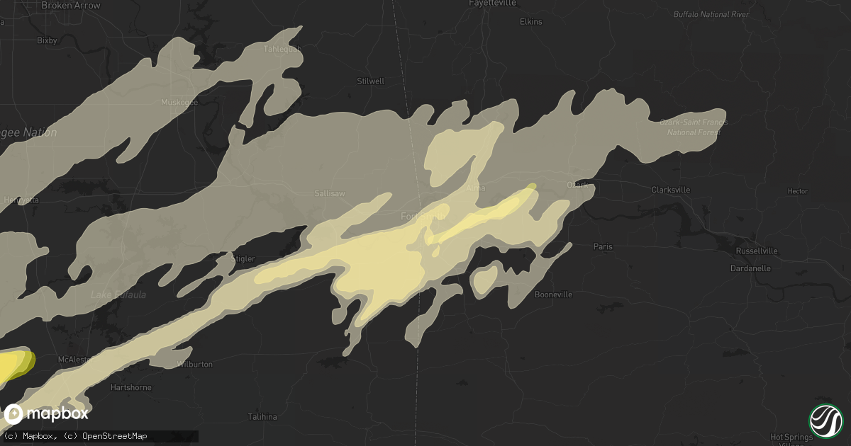 Hail map in Fort Smith, AR on March 14, 2024