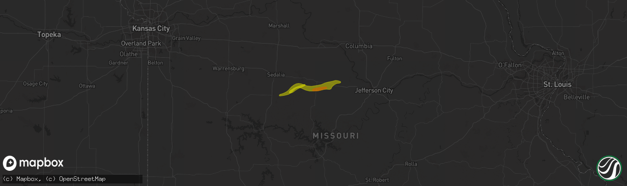 Hail map in Fortuna, MO on March 14, 2024