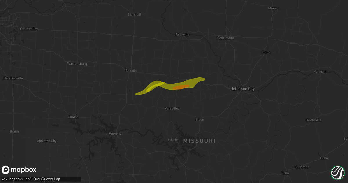 Hail map in Fortuna, MO on March 14, 2024