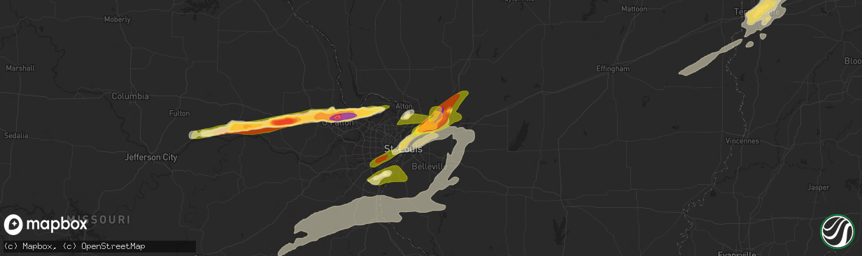 Hail map in Glen Carbon, IL on March 14, 2024