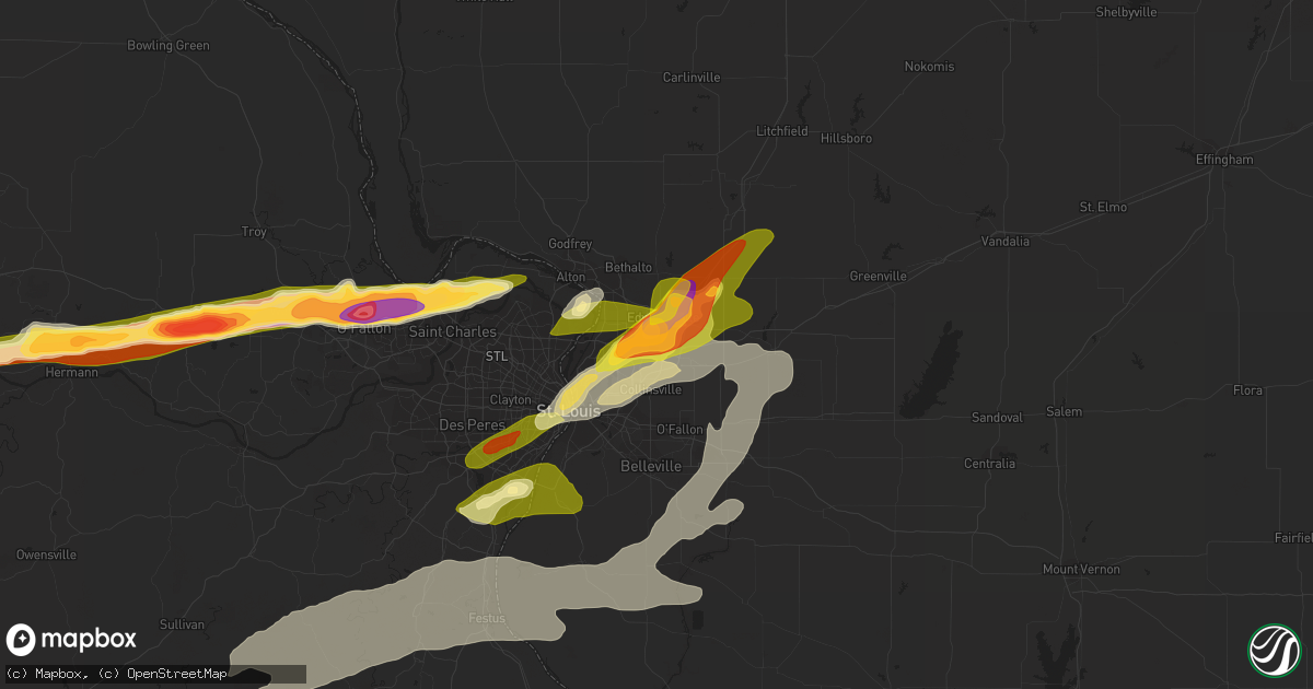 Hail map in Glen Carbon, IL on March 14, 2024