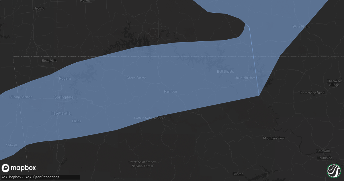 Hail map in Harrison, AR on March 14, 2024