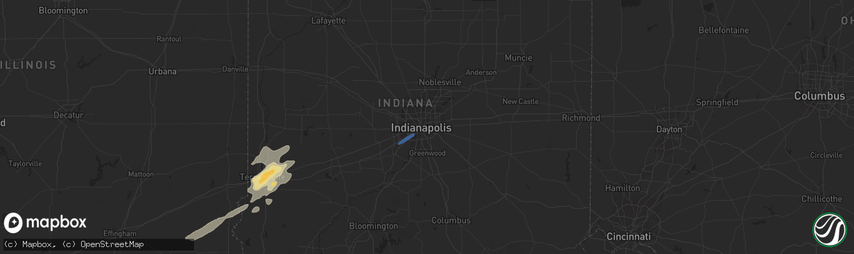 Hail map in Indianapolis, IN on March 14, 2024
