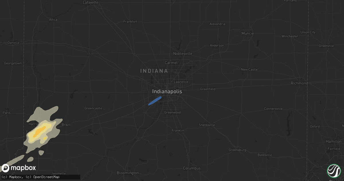 Hail map in Indianapolis, IN on March 14, 2024