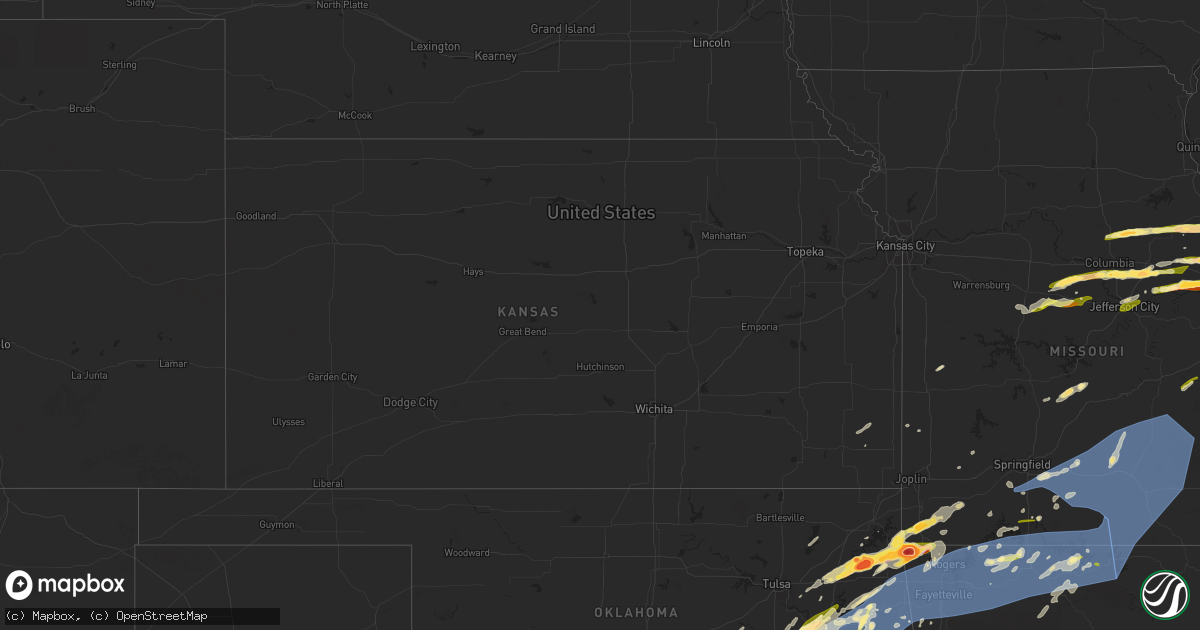 Hail map in Kansas on March 14, 2024