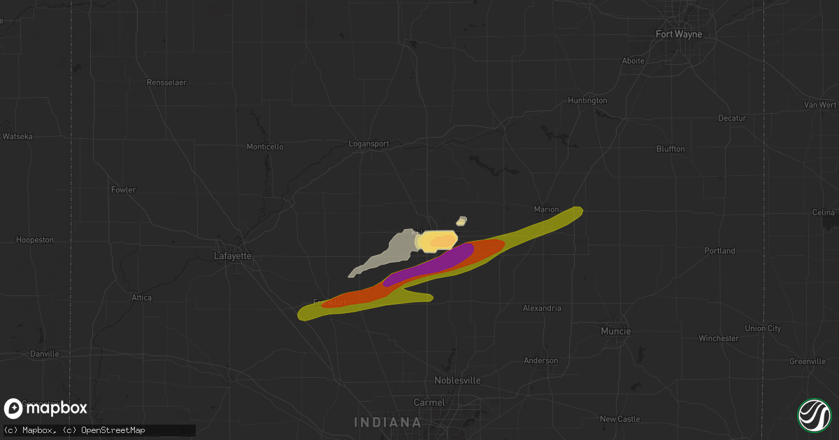 Hail map in Kokomo, IN on March 14, 2024
