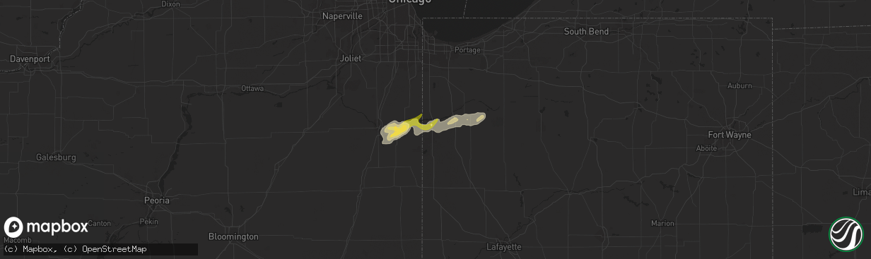Hail map in Lake Village, IN on March 14, 2024