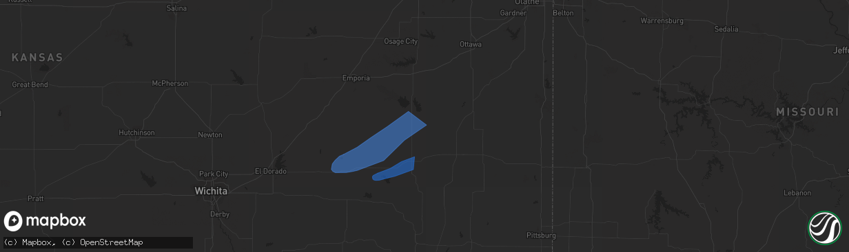 Hail map in Le Roy, KS on March 14, 2024