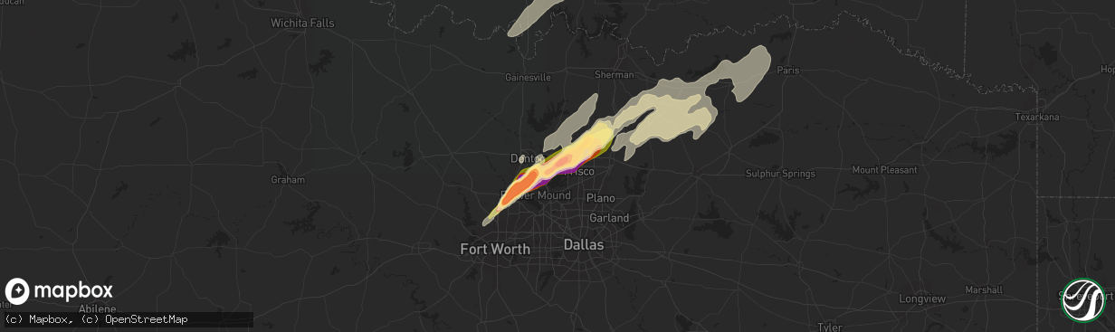 Hail map in Little Elm, TX on March 14, 2024