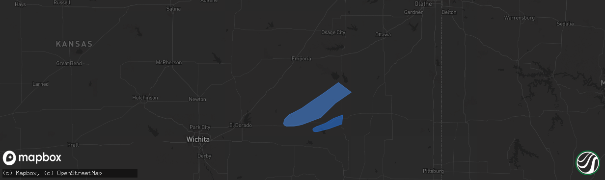 Hail map in Madison, KS on March 14, 2024