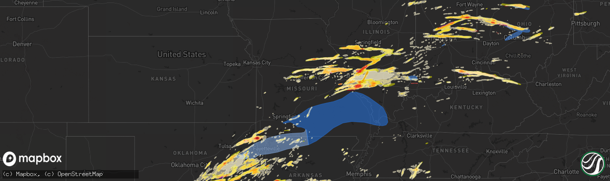 Hail map in Missouri on March 14, 2024