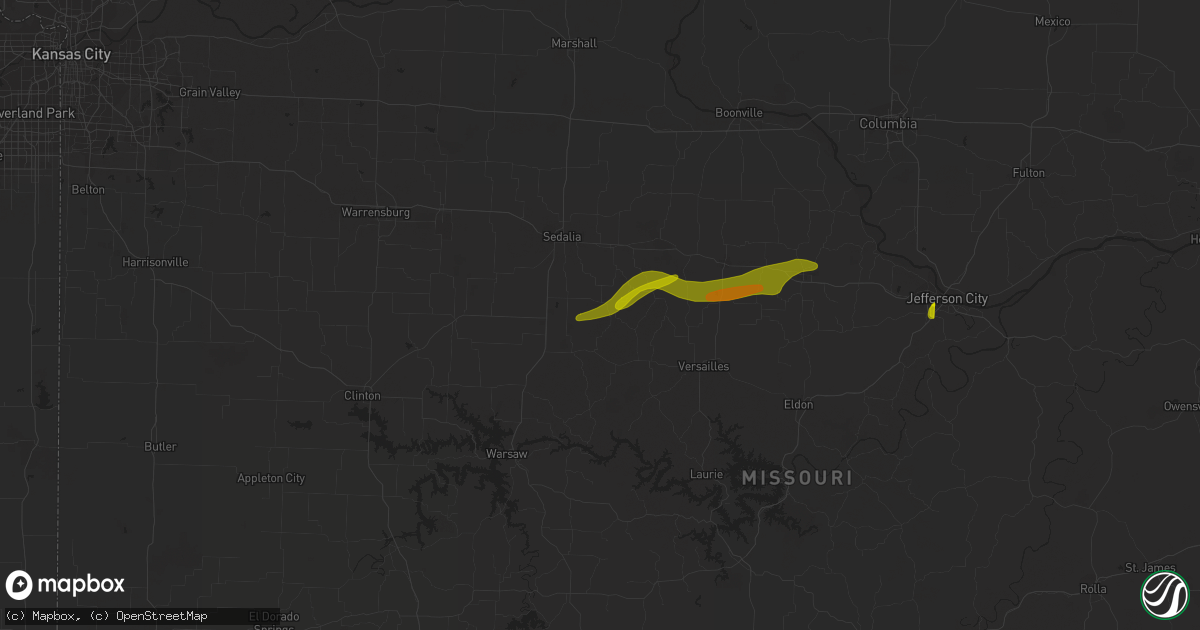 Hail map in Mora, MO on March 14, 2024