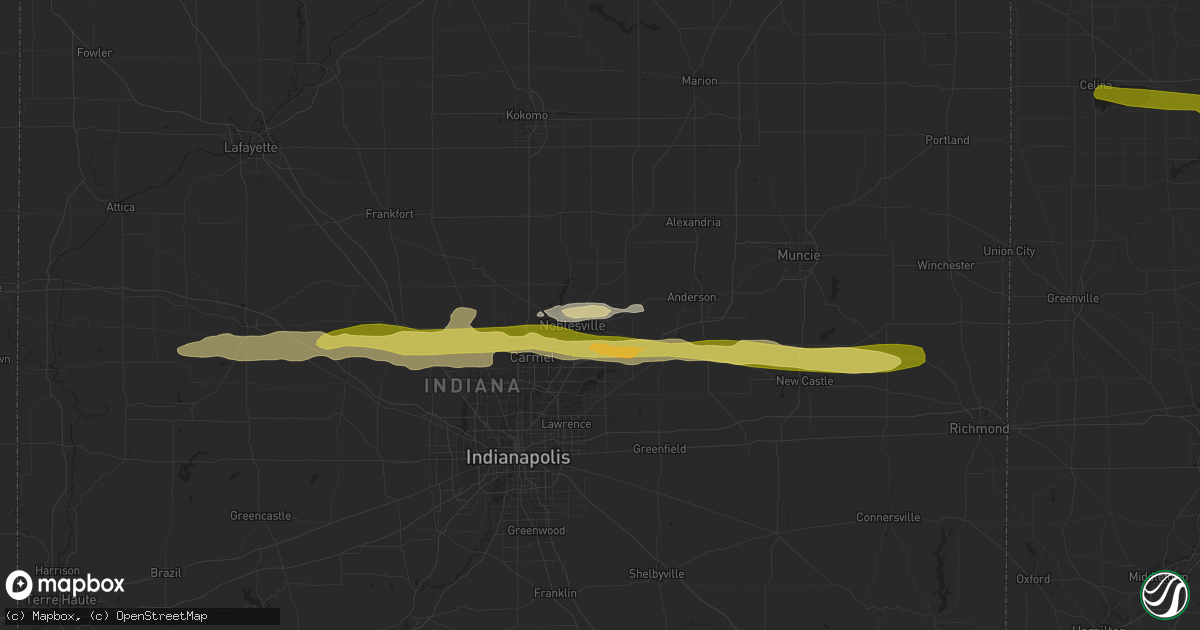 Hail map in Noblesville, IN on March 14, 2024