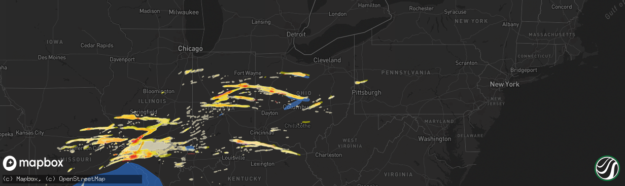 Hail map in Ohio on March 14, 2024