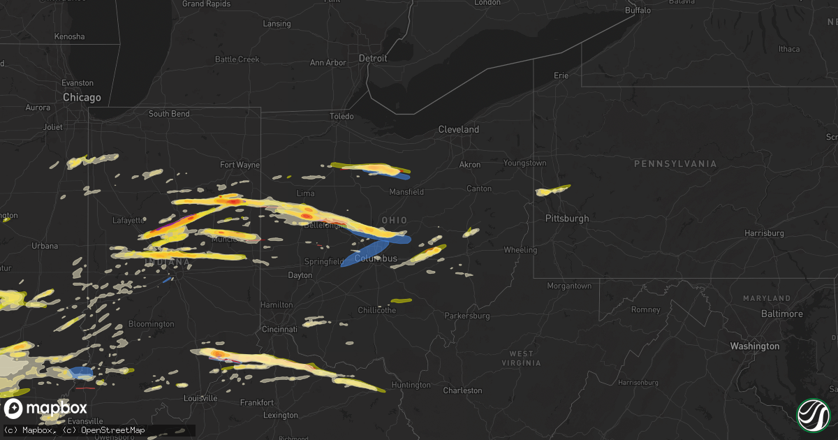 Hail map in Ohio on March 14, 2024