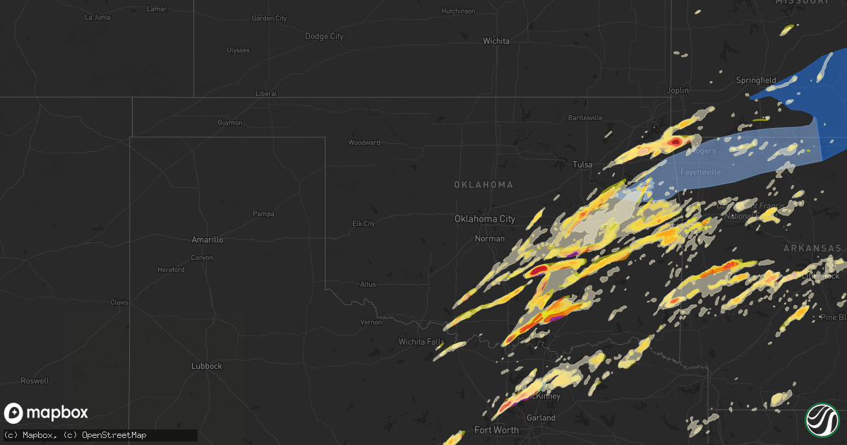 Hail map in Oklahoma on March 14, 2024