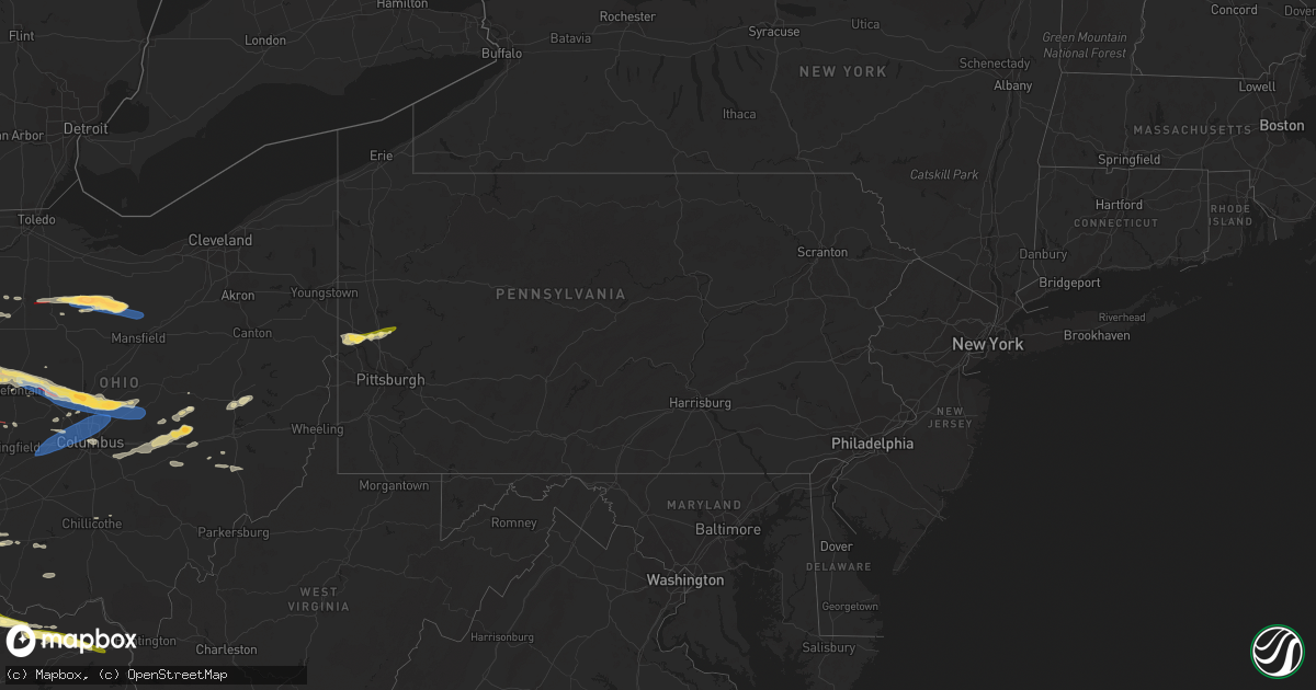 Hail map in Pennsylvania on March 14, 2024