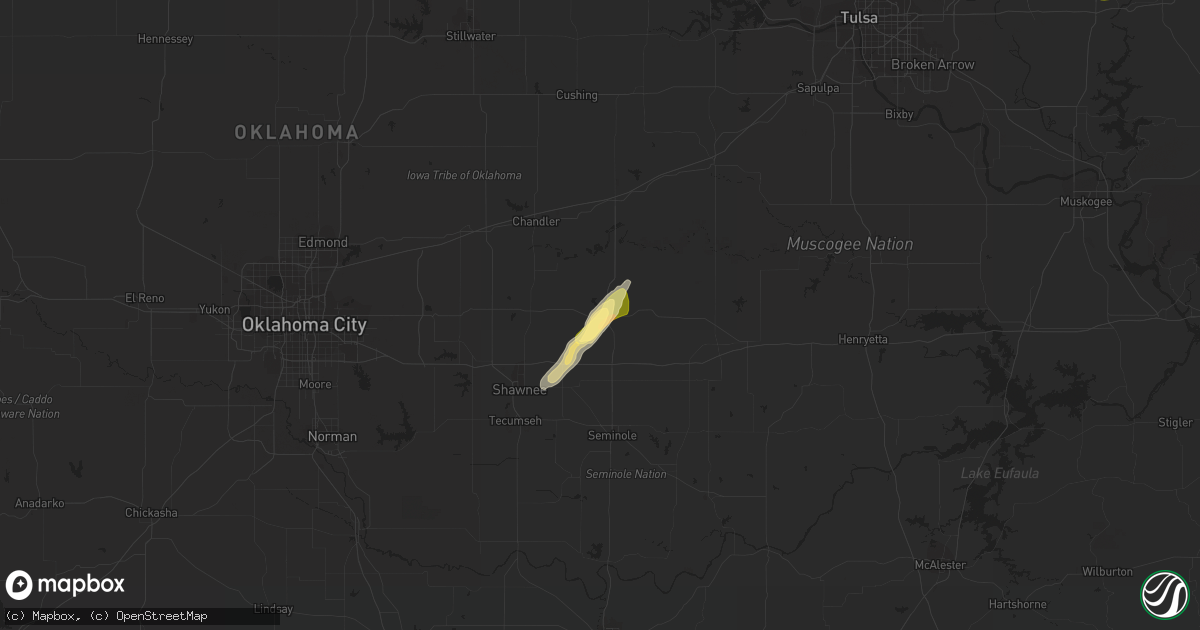 Hail map in Prague, OK on March 14, 2024
