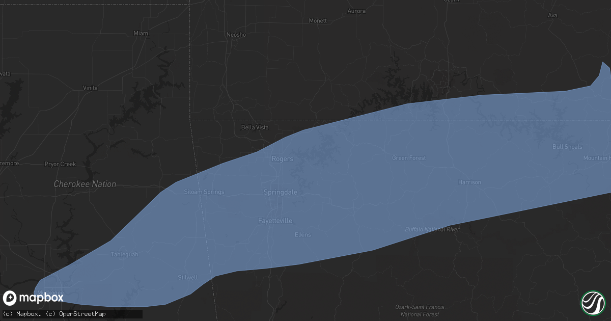 Hail map in Rogers, AR on March 14, 2024
