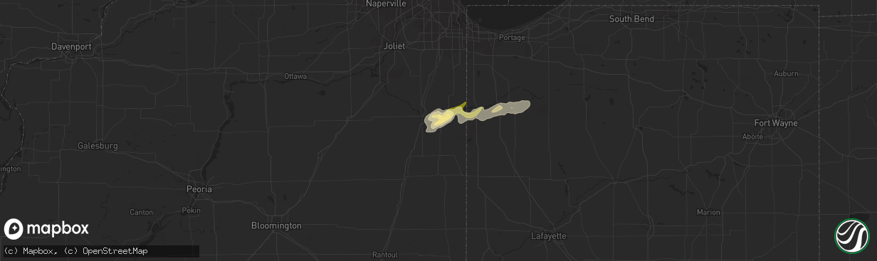 Hail map in Saint Anne, IL on March 14, 2024