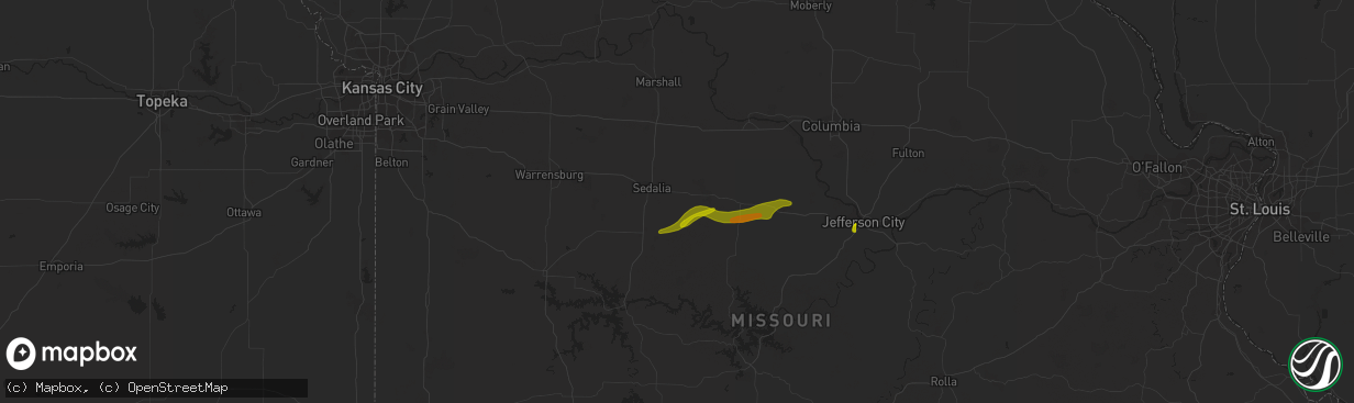Hail map in Smithton, MO on March 14, 2024