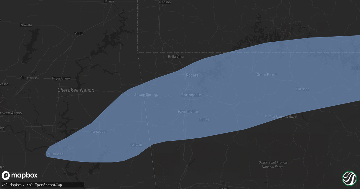 Hail map in Springdale, AR on March 14, 2024