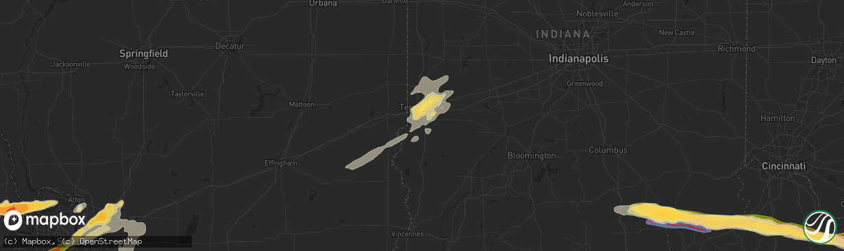 Hail map in Terre Haute, IN on March 14, 2024