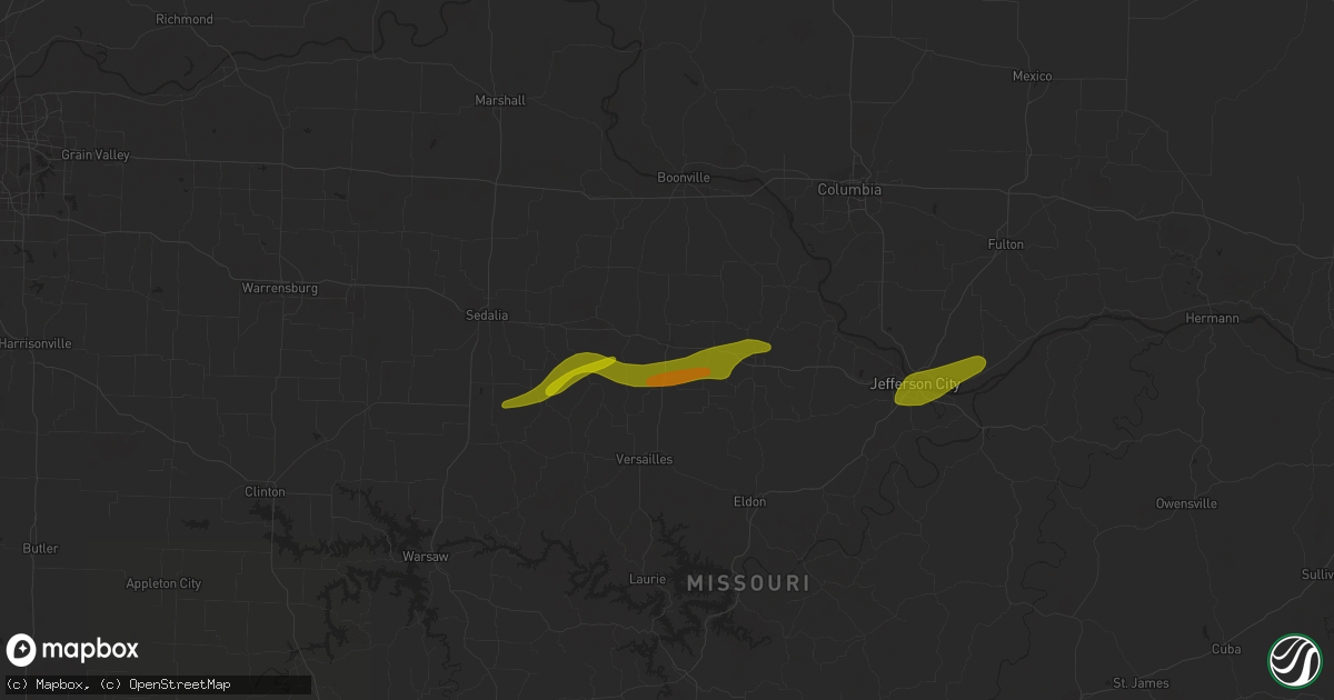 Hail map in Tipton, MO on March 14, 2024
