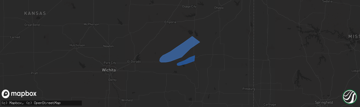 Hail map in Virgil, KS on March 14, 2024