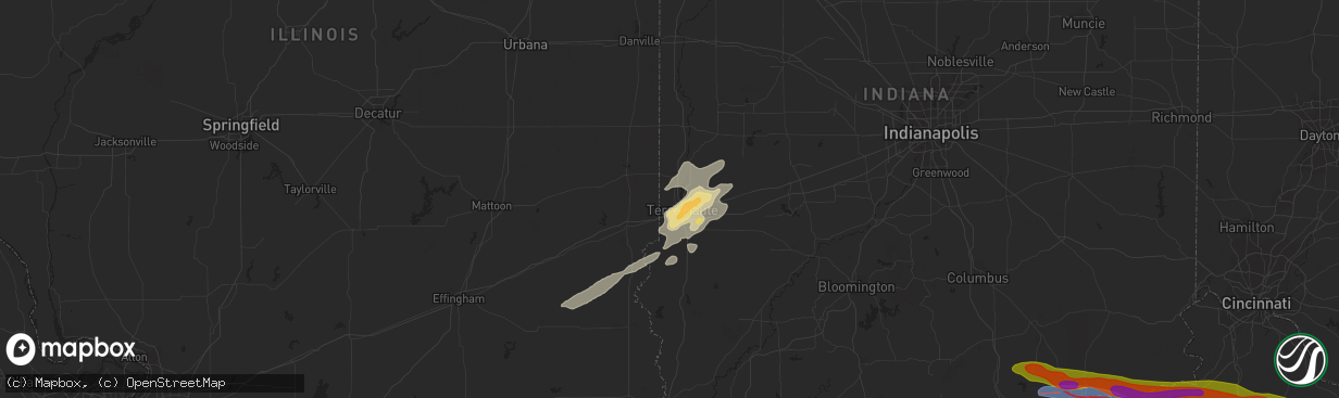 Hail map in West Terre Haute, IN on March 14, 2024