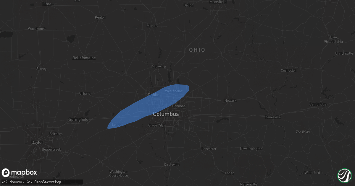 Hail map in Westerville, OH on March 14, 2024