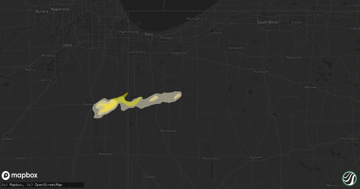 Hail map in Wheatfield, IN on March 14, 2024