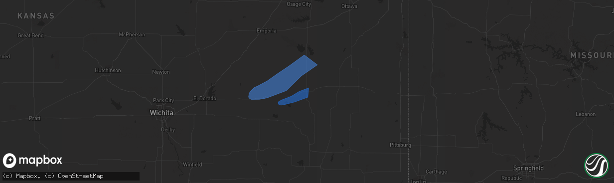 Hail map in Yates Center, KS on March 14, 2024