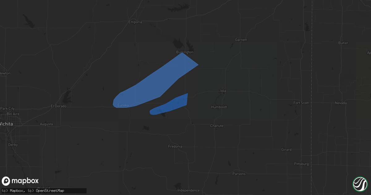 Hail map in Yates Center, KS on March 14, 2024